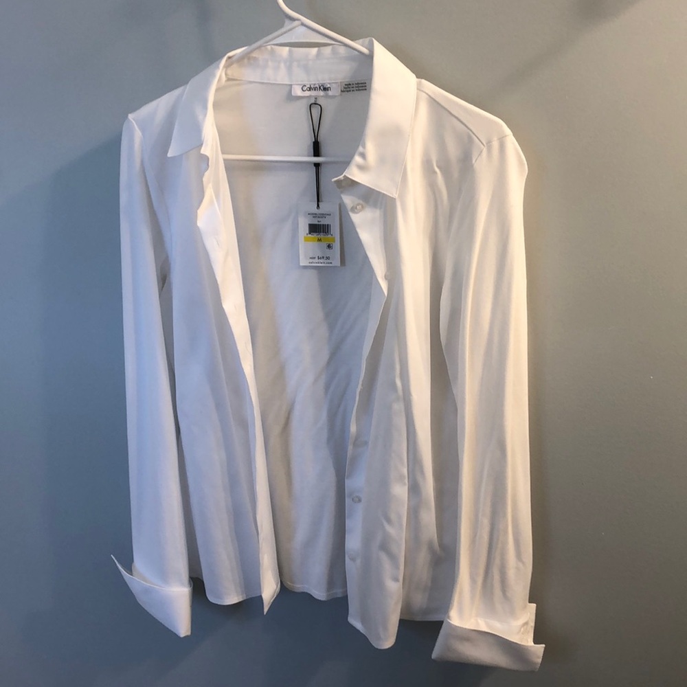 White Calvin Klein Soft Button Down NWT